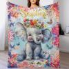 Artsadd Personalized Baby Blankets for Boys Girls with Name Custom Elephant Floral Name Blanket for Kids Baby Customized Toddler Receiving Blankets Baby Gifts for Infant Newborn Birthday Christmas S view 4
