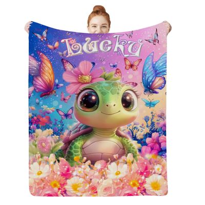 Artsadd Personalized Baby Blankets for Boys Girls with Name Custom Sea Turtle Name Blanket for Kids Baby Customized Toddler Receiving Blankets Baby Gifts for Infant Newborn Birthday Christmas S