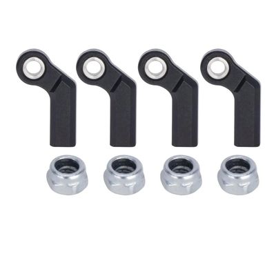 1/10 RC Crawler Rod Ends,4pcs M4 Aluminum Chassis Link Steering Rod Straight Rod Ends/Bend Rod Ends for 1/10 RC Crawler SCX10 TRX4 Capra VS4-10 Wraith (Bend 7mm Black)