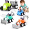 ORWINE Inertia Trucks Toy Cars, Early Educational Baby Boy Toys 18 Months, Push and Go Cars Gifts for Boys & Grils, 4PCS Construction Vehicles for Toddler Outdoor & Indoor view 1