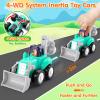 ORWINE Inertia Trucks Toy Cars, Early Educational Baby Boy Toys 18 Months, Push and Go Cars Gifts for Boys & Grils, 4PCS Construction Vehicles for Toddler Outdoor & Indoor view 4