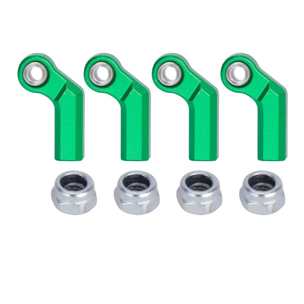 1/10 RC Crawler Rod Ends,4pcs M4 Aluminum Chassis Link Steering Rod Straight Rod Ends/Bend Rod Ends for 1/10 RC Crawler SCX10 TRX4 Capra VS4-10 Wraith (Bend 7mm Green)