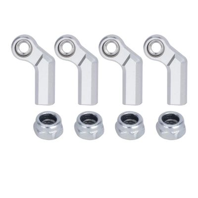 1/10 RC Crawler Rod Ends,4pcs M4 Aluminum Chassis Link Steering Rod Straight Rod Ends/Bend Rod Ends for 1/10 RC Crawler SCX10 TRX4 Capra VS4-10 Wraith (Bend 7.5mm Silver)