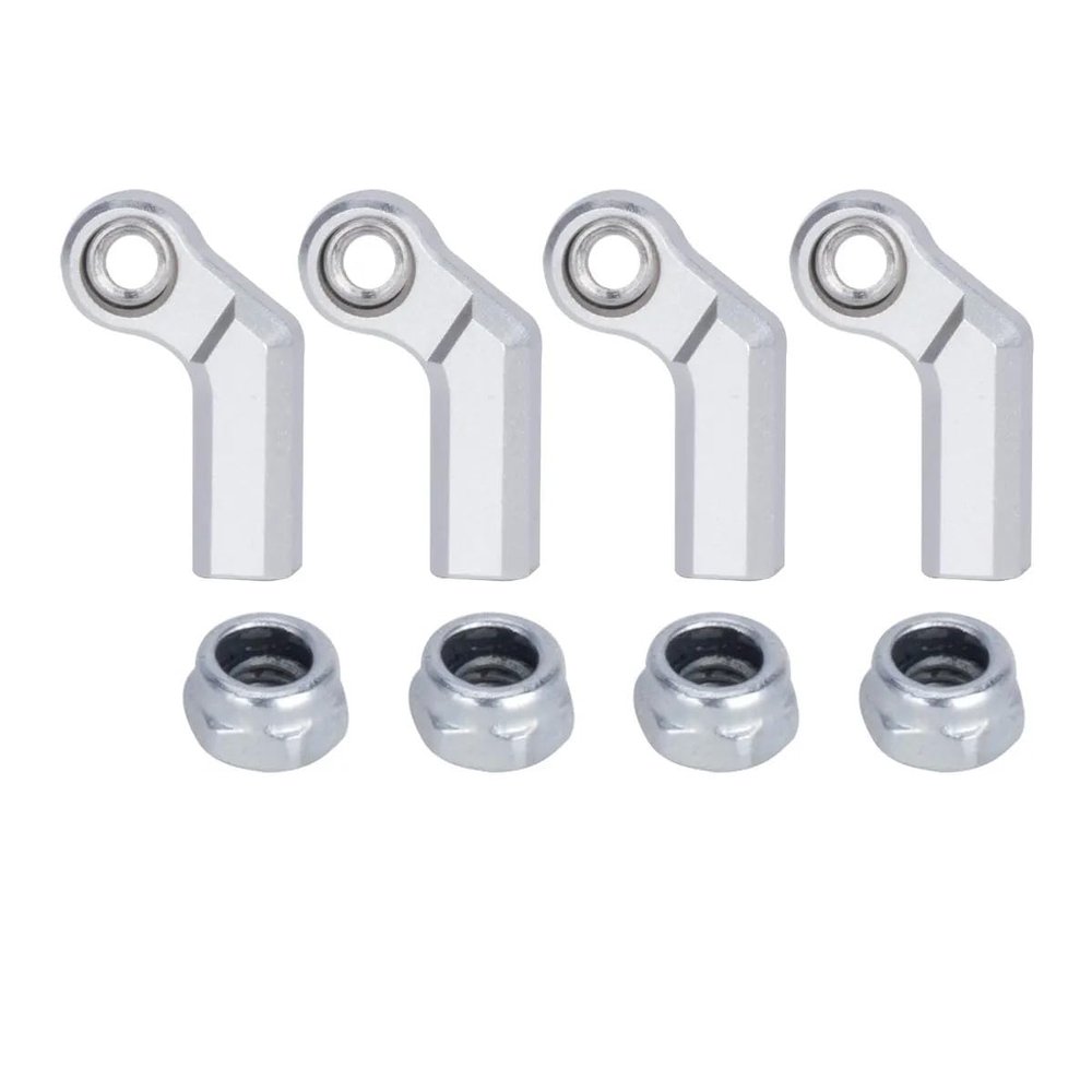 1/10 RC Crawler Rod Ends,4pcs M4 Aluminum Chassis Link Steering Rod Straight Rod Ends/Bend Rod Ends for 1/10 RC Crawler SCX10 TRX4 Capra VS4-10 Wraith (Bend 7.5mm Silver)