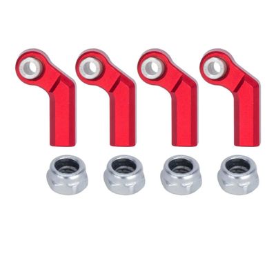 1/10 RC Crawler Rod Ends,4pcs M4 Aluminum Chassis Link Steering Rod Straight Rod Ends/Bend Rod Ends for 1/10 RC Crawler SCX10 TRX4 Capra VS4-10 Wraith (Bend 7.5mm Red)