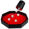 8 Pcs Dice Tray Game Set Includes 1 Red Velvet PU Leather Octagon Dice Roll Tray, Felt Lined PU Leather Dice Cup with 6 Dot Dices for Bar Party Dice Games view 1
