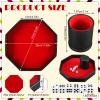 8 Pcs Dice Tray Game Set Includes 1 Red Velvet PU Leather Octagon Dice Roll Tray, Felt Lined PU Leather Dice Cup with 6 Dot Dices for Bar Party Dice Games view 2