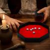 8 Pcs Dice Tray Game Set Includes 1 Red Velvet PU Leather Octagon Dice Roll Tray, Felt Lined PU Leather Dice Cup with 6 Dot Dices for Bar Party Dice Games view 3