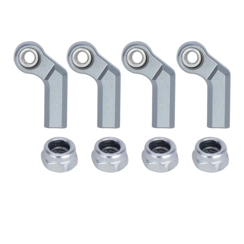 1/10 RC Crawler Rod Ends,4pcs M4 Aluminum Chassis Link Steering Rod Straight Rod Ends/Bend Rod Ends for 1/10 RC Crawler SCX10 TRX4 Capra VS4-10 Wraith (Bend 7.5mm Titanium)