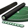 EVTHSU Poker Table Top Mat 70" X 35", Portable Texas Hold'em Casino Table Topper for 8 Players, Rubber Game Mat with Carrying Bag, 8 Coasters, 8 Hand Ranking Cards for Home Game Nights (Oval, Green)C view 1