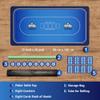 EVTHSU Poker Table Top Mat 70" X 35", Portable Texas Hold'em Casino Table Topper for 8 Players, Rubber Game Mat with Zipper Bag, 8 Coasters, 8 Hand Ranking Cards for Home Game Nights (Rectangle, Blue) view 2