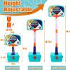4 in 1 Toddler Basketball Hoop and T Ball Set - Adjustable Kids Basketball Goal Baseball Tee with Pitching Machine - Christmas Birthday Indoor Outdoor Sport Toy Games Gifts for Boys Girls Age 3-5 view 3