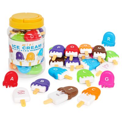 Alphabet Learning Toys Matching Letter ABC Fine Motor Toy Double-Side Ice Cream Toys Preschool Learning Activities Montessori for Toddler Kids Ages 2 3 4 5