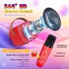 Karaoke Machine Toys for Kids Ages 3-12: Mini Portable Bluetooth Speaker with 2 Wireless Microphones LED Light Christmas Birthday Gifts for Boys Girls Toddlers 3 4 5 6 7 8 9 10 Year Old Boy Girl Kid view 4