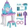 Qaba Kids Vanity Set with Mirror and Stool, Castle Design Makeup Table with Light, Music, Hair Dryer, 18 Accessories, Girls Pretend Play Toys for 3-6 Years, Multicolor view 1