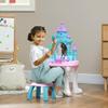 Qaba Kids Vanity Set with Mirror and Stool, Castle Design Makeup Table with Light, Music, Hair Dryer, 18 Accessories, Girls Pretend Play Toys for 3-6 Years, Multicolor view 2