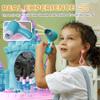 Qaba Kids Vanity Set with Mirror and Stool, Castle Design Makeup Table with Light, Music, Hair Dryer, 18 Accessories, Girls Pretend Play Toys for 3-6 Years, Multicolor view 4
