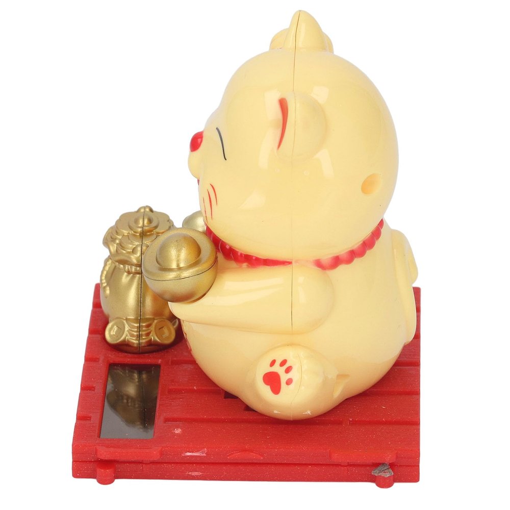Lucky Cat, Solar Powered Cute Waving Cat, Lucky Cat Waving Arm Set,Vivid and Lovely Chinese Cat,Solar Fortune Cat Statue Decorations for Front Desk Car Business Openings (Yellow)