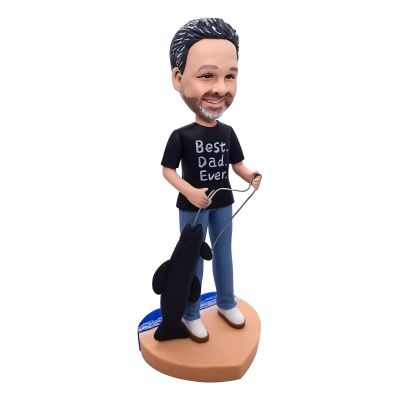 Custom Bobblehead Funny Figurine of a Man with Fishes Best Dad Ever T-Shirt Toy for Private Collectibles Sculpture Each nches Handmade Clay bobbleheads