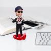 Custom Bobbleheads Happy Jeans Figurine, Smiling Man in Suit and Cap, 8 x 6 x 4 inches Toy for Private Collectibles Sculpture Handmade Clay bobbleheads view 2