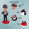 Custom Bobbleheads Happy Jeans Figurine, Smiling Man in Suit and Cap, 8 x 6 x 4 inches Toy for Private Collectibles Sculpture Handmade Clay bobbleheads view 3