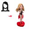 Custom Bobbleheads Happy Singing Pose Beauty Red Outfit Toy for Private Collectibles Sculpture Each nches Pop Star Handmade Clay bobbleheads Figurine view 2