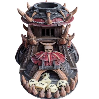 Barbarian Orc 3D Printed Dice Tower- Mythic Roll by Unchained Games | DnD Player Gift | D20 Dice Roller - Unleash Your Fury!!!! (31.) Glow in Dark-Blue)