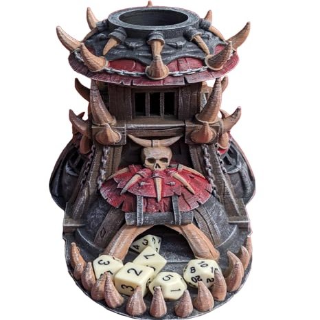 Barbarian Orc 3D Printed Dice Tower- Mythic Roll by Unchained Games | DnD Player Gift | D20 Dice Roller - Unleash Your Fury!!!! (31.) Glow in Dark-Blue)