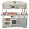 HEY! PLAY! Kids Kitchen Playset - Play Kitchen with Toy Microwave, Sink, Stovetop, Roaster, Utensils and Play Food - Wooden Play Kitchen for Toddlers view 1