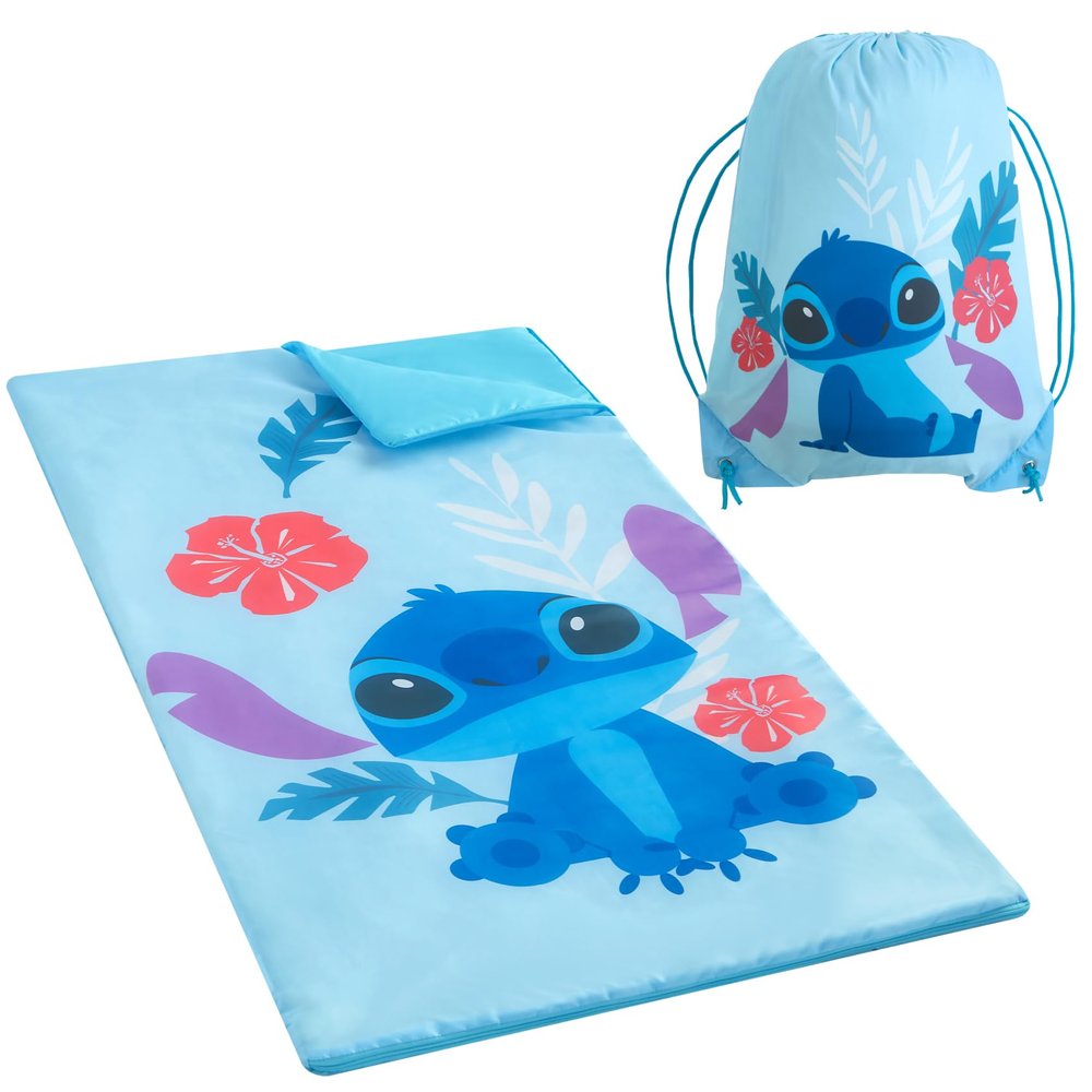 Disney Stitch 2 Piece Slumber Set with Sling Bag and Sleeping Bag with Zip Around Closure, 54"x30"
