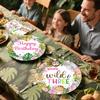 140pcs Young Wild and Three Party Decorations Plate, Safari Wild and Three Party Decorations Plate Napkins Tablecloth Banner for Jungle 3 Year Old Birthday Decorations Girl view 4