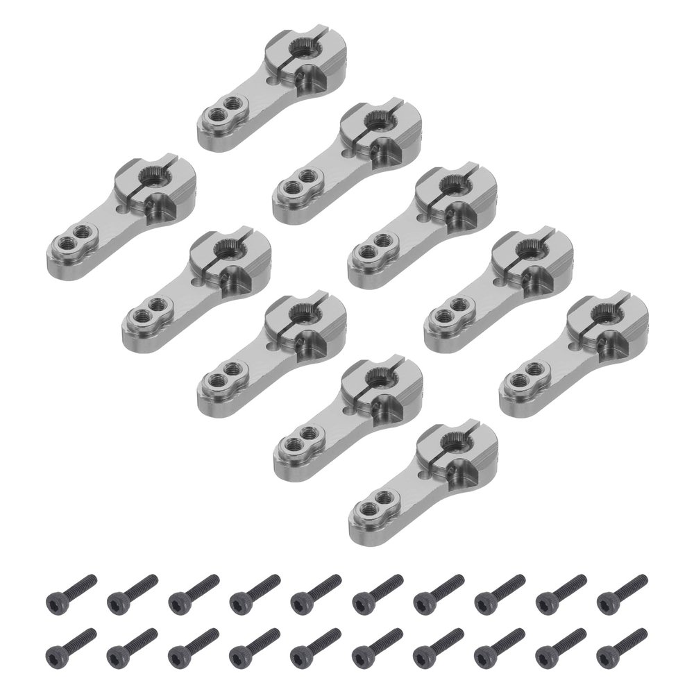 MECCANIXITY 10 Pcs Aluminum Servo Horn 25T Steering Arm 35mm Length Bright Gray Suitable for DIY RC Car/Boat/Airplanes Boat Model Accessories with 2 Pcs Screws