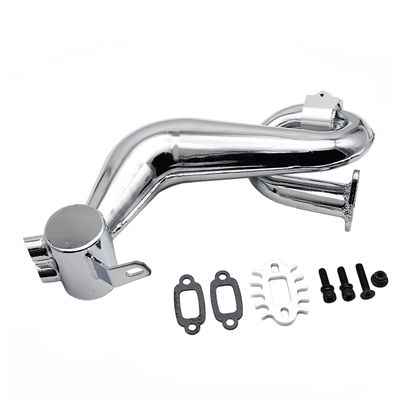 FLMLF SS Silencing Exhaust Pipe/Tuned Pipe Set of 23CC~36CC Engine for 1/5 HPI ROFUN BAHA ROVAN KM BAJA 5B 5T 5SC Rc Car Parts (Silver)