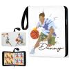 Custom Sports Cards Binder Basketball Card,Double Sided Pockets with Zipper, TCG Collection Storage Album Holder Carry Case for Hockey Card, Trading Card Game Card(Burning Basketball, M(400pockets)) view 1