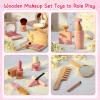 Lonico Wooden Makeup Toy Set for Girls Pretend Play Makeup Kit for Toddlers 3-5 with Eyeshadow/ Mascara/ Perfume/ Blush/ Mirror/ Bag, Birthday Gifts for Girls Toys Kids Aged 3 4 5 6 7 8 view 2