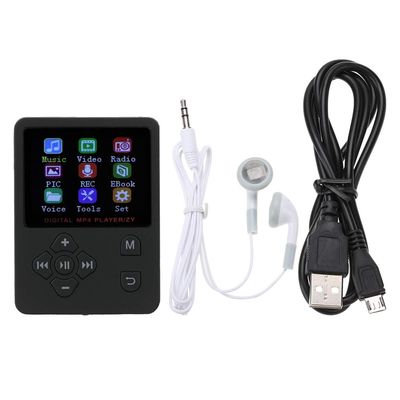 MP4 Music Player, Matte Body, Support TF Card, Multiple Play Modes, for Sports, USB 2.0, Color Screen with Stopwatch Function (Black)
