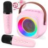 Two3Sevens Mini Karaoke Machine for Kids | Pre-Loaded 25 Kids Songs | Bluetooth Speaker, 2 Wireless Microphones | Ages 3, 4, 5, 6, 7+ Year Old Birthday Gift | Toy for Girls, Boys, Toddler view 1