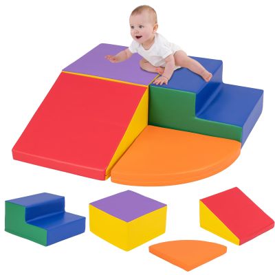 HONEY JOY Toddler Climbing Toys Indoor, 4-Piece Soft Climbing Foam Block Activity Play Structure, Gym Equipment for Child Development, Waterproof & Easy to Clean Climb and Crawl Playset, Gift (Red)