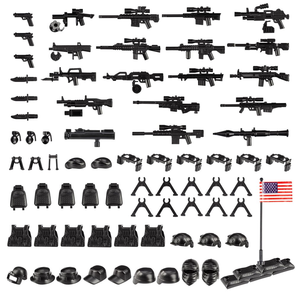 HIMIRICH Military Weapon Pack Kit Toys, 83 PCS U.S. Special Forces Weapons Guns ToysKids Gun Weapon Building Block Compatible with Major Brands