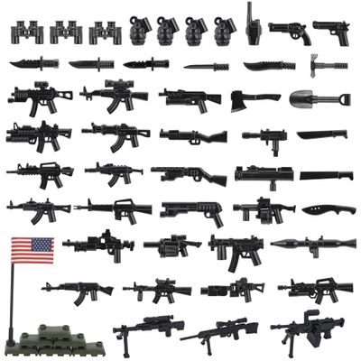 HIMIRICH Military Weapons Pack Gun Accessories, WW2 US Basic Edition Soldier Model Military Toys for Children 3 Years Older, Compatible with Classic Building Block Toys