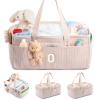 SFYBYHEART Initial Personalized Diaper Caddy Organizer, Baby Storage Basket for Diapers and Wipes, Shower Gift, Nursery Organizer, Portable Baby Storage view 1