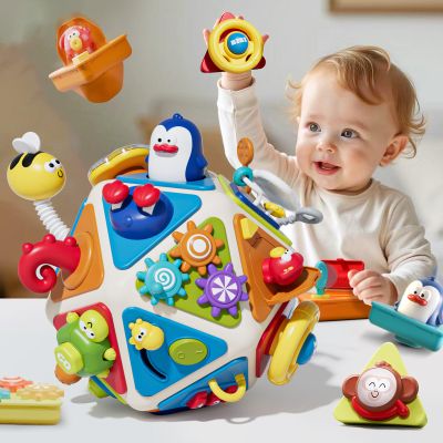 Vanvimen 20-in-1 Toddler Busy Board Activity Cube Toys, Montessori Toy for 1 2 Year Old Boys Girls Kids, Early Educational Active Toy for Toddler 1-3, Christmas Toys Gifts for 1 2 Year Old Boy Girl