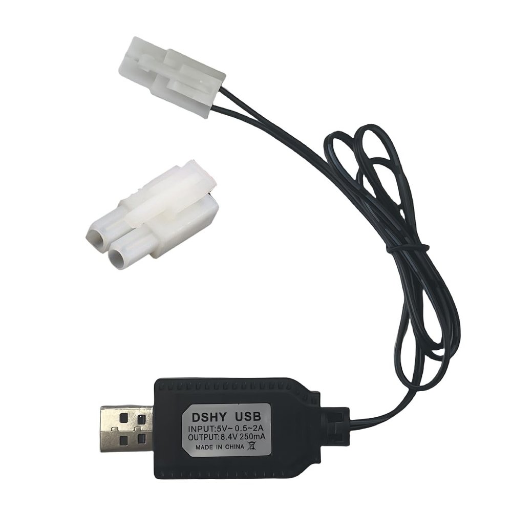8.4V NiMH/NiCd Battery Charger Cable with Standard Tamiya Plug Compatible RC Car RC Tank RC Plane RC Boat and Other Remote Control Toys for Universal 8.4V Lipo Battery USB Charger (1)