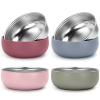 ShineMe 4 pack Toddler Bowls, 5 Inches Wide Stainless Steel Bowls for Kids with Removable Colorful Silicone Sleeve, Unbreakable Baby Bowls for Candy, Soup, Salad, Yogurt, Ice Cream, Snacks... view 1