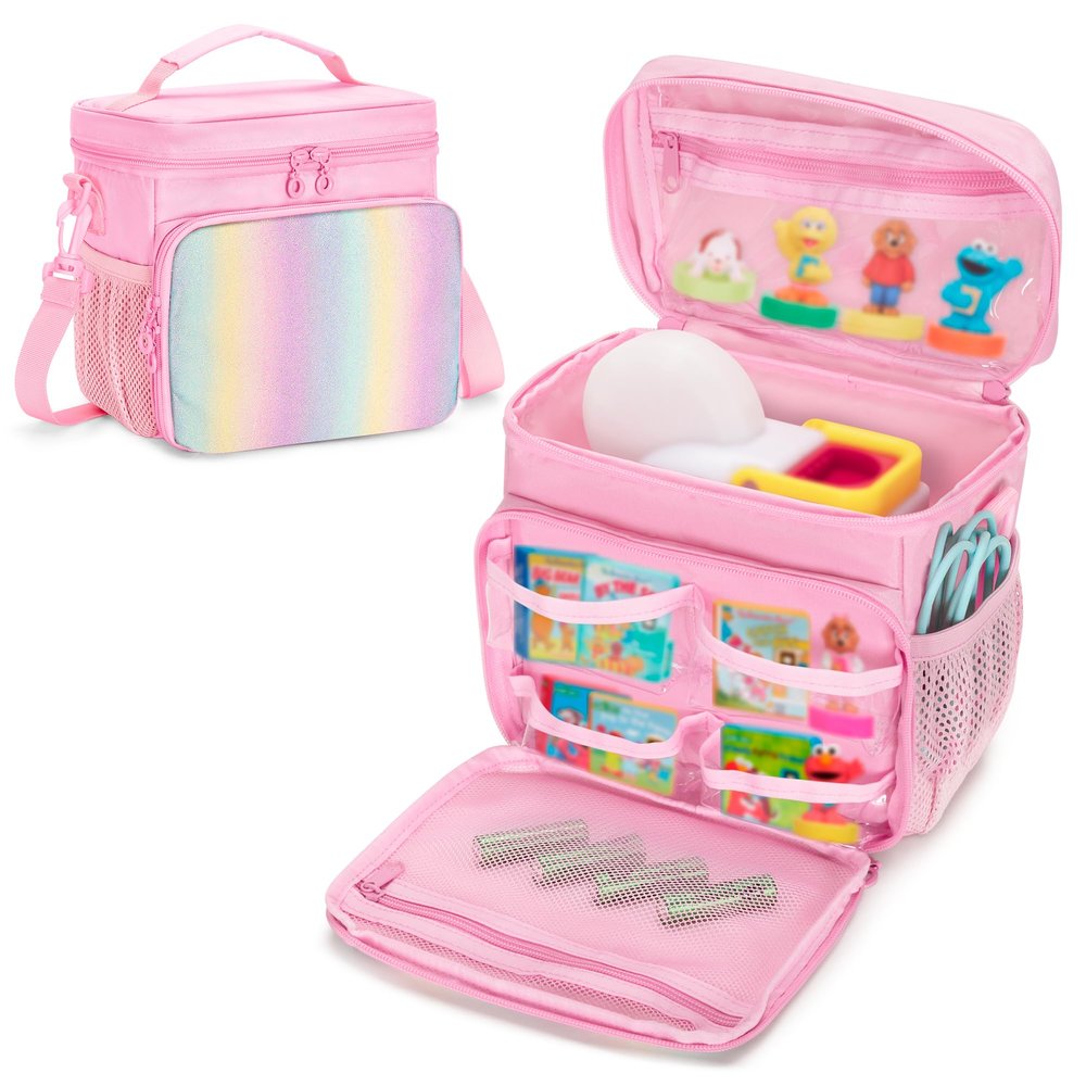 Carrying Case Compatible with Little Tikes Story Dream Machine Books Starter Set, Toy Storage Bag with Handle and Shoulder Strap for Storybook, Character, Accessories, Pink, Bag Only, Patented Design