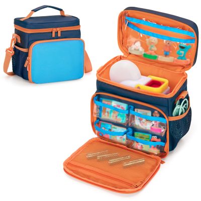 Carrying Case Compatible with Little Tikes Story Dream Machine Books Starter Set, Toy Storage Bag with Handle and Shoulder Strap for Storybook, Character, Accessory, Blue, Bag Only, Patented Design
