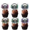 18pcs Glitter Retro Radio Dessert Cupcake Topper Pick for Retro Throwback 80s 90s Theme Decorations Men Women Happy Birthday Party Decor Supplies view 1