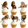 18pcs Gold Glitter Lion Dessert Cupcake Topper Pick for Animals Theme Decor Supplies Baby Shower Boy Girl Happy Birthday Party Decoration view 1
