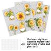 18pcs Gold Yellow Glitter Sunflower Dessert Cupcake Topper Picks Summer Floral Plant Decor Supplies for Women Girl Happy Birthday Party Anniversary Decorations set view 3