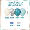 Dusty Blue Silver Balloons, 12 Inch 50pcs Slate Blue Fog Blue Silver Balloons Cream Balloons Metallic Silver Latex Balloons Baby Blue Confetti Balloon for Birthday Graduations Party Baby Shower view 2